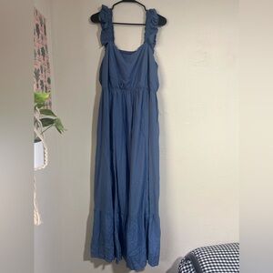 Torrid: Dusty Blue Maxi Dress with Ruffled Top